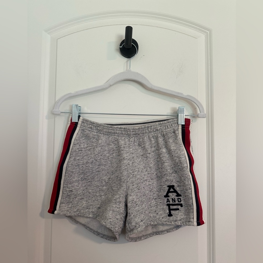 Abercrombie & Fitch Athletic Shorts in Gray with Red Stripes logo Y2K retro XS